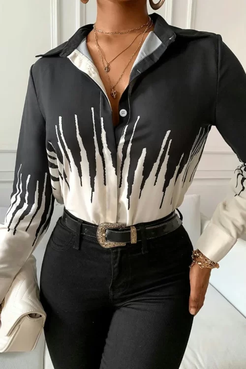 Women’s Silk Shirt Long Sleeve Shirts Blouse Cream Black Office Party Ladies Satin Silk Blouse Tops All Sizes Shirt Top