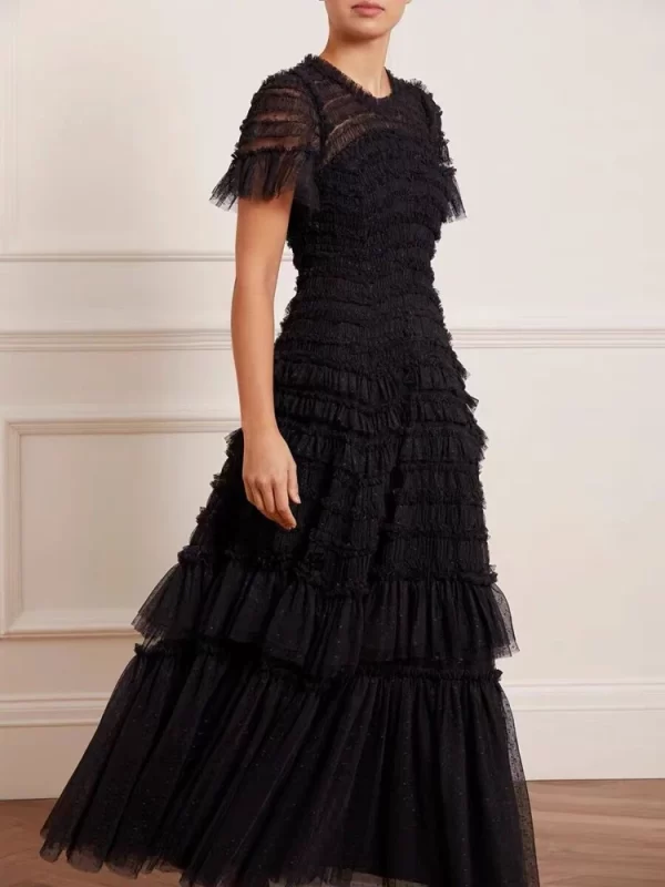 Designer Summer New Women s Elegant Party Dress High Quality Black Evening Long Dress Formal Occasion