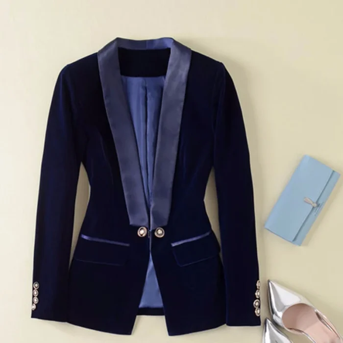 HIGH QUALITY Newest Runway 2023 Designer Blazer Women s Long Sleeve Velvet Blazer Jacket Outer Wear 2