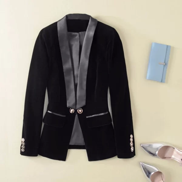 HIGH QUALITY Newest Runway 2023 Designer Blazer Women s Long Sleeve Velvet Blazer Jacket Outer Wear 4