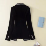 HIGH QUALITY Newest Runway 2023 Designer Blazer Women s Long Sleeve Velvet Blazer Jacket Outer Wear 5