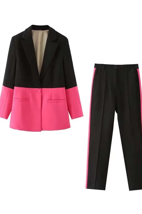 Women 2 Pieces Blazers High Waist Pants Set