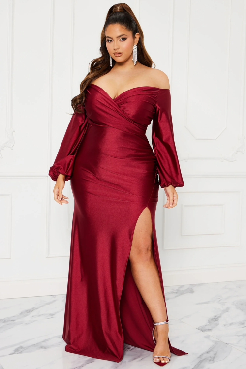 Denise off Shoulder Maxi Dress – Wine