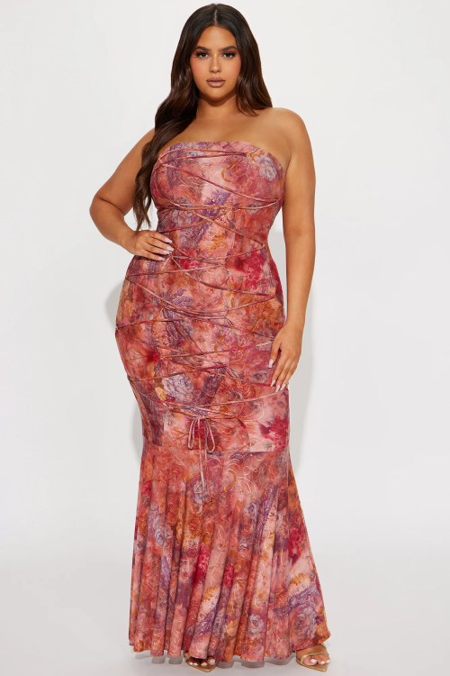 Perla Lace up Maxi Dress – Multi Color