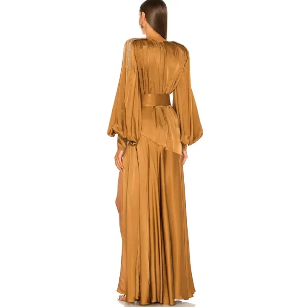 kf S51012f6bf22e4dbcbf7c30888c0e1b55P Deep V shoulder tassel flared sleeves for high end banquet design elegant split hem evening dress