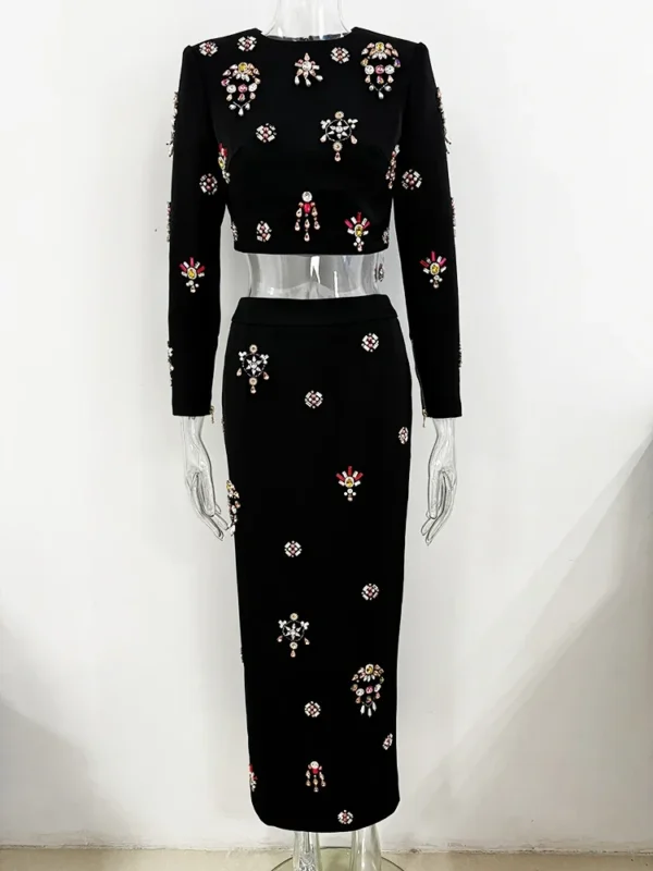 kf Sdd830cb4f9eb4be8bddb85af4f2ba496E HIGH STREET Newest 2024 Designer Runway Suit Set Women s O neck Zip Back Cropped Tops