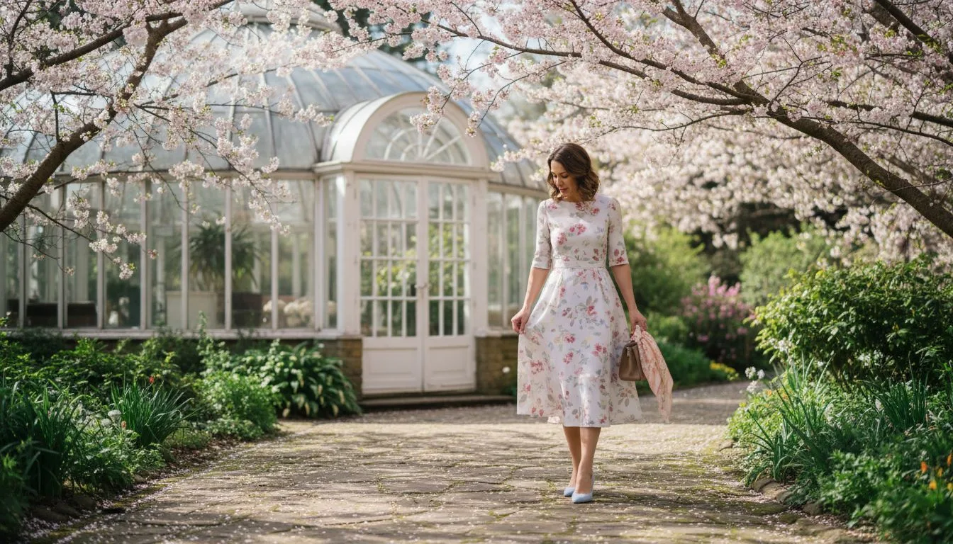 Spring Fashion Guide for Chic Wedding Looks 1 Woman adjusting dress for spring wedding