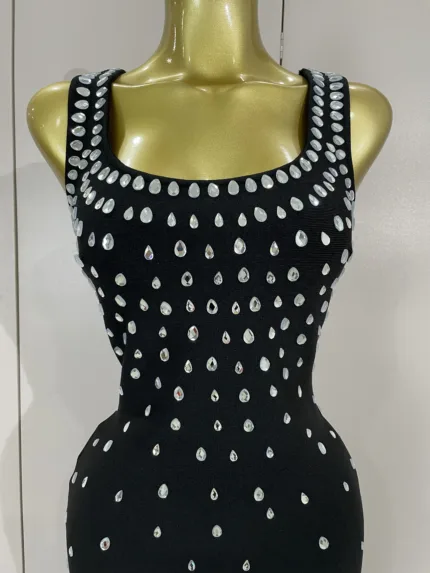 Elegant Diamonds Sleeveless Bodycon Party Dress