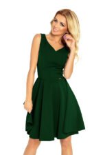 114-10 Flared dress - heart-shaped neckline - dark green-5