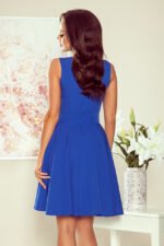 114-12 Flared dress - heart-shaped neckline - Royal blue-4