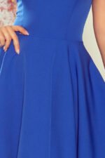 114-12 Flared dress - heart-shaped neckline - Royal blue-6