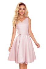 114-14 Flared dress - heart-shaped neckline - powder pink + glitter-7