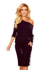 13-124 Sports dress with pockets - black + stripes-7