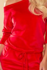 13-135 Sports dress with binding and pockets - velor - red-5