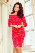 13-98 Sports dress with binding and pockets - red + polka dots-1