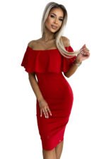 138-9 Marbella - Pencil dress "Spanish flu" - red-8