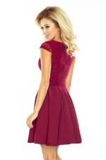 Dress MARTA with lace - Burgundy color 157-3-4