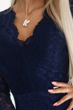 170-15 Lace dress with neckline - navy blue-6