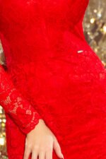 170-6 Lace dress with neckline - Red-6