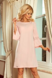 190-1 MARGARET dress with lace on the sleeves - pastel pink-1
