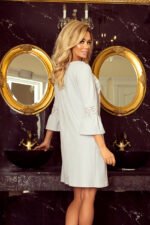190-2 MARGARET dress with lace on the sleeves - light grey-4