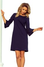 190-6 MARGARET dress with lace on the sleeves - Navy Blue-5