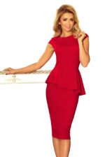 192-5 Elegant midi dress with frill - RED-4