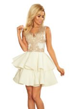200-1 CHARLOTTE - Exclusive dress with lace neckline - gold / beige + ecru-5