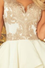 200-1 CHARLOTTE - Exclusive dress with lace neckline - gold / beige + ecru-6