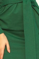 209-2 Dress with a wide tied belt - dark green-6