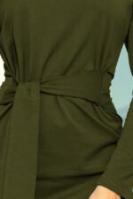 209-5 Dress with a wide tied belt - KHAKI-6