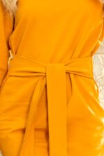 209-8 Dress with a wide tied belt - mustard-7