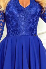 210-12 NICOLLE - dress with longer back with lace neckline - CLASSIC BLUE-5