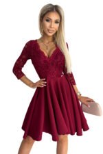 210-15 NICOLLE dress with longer back and neckline - burgundy color-7