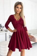 210-15 NICOLLE dress with longer back and neckline - burgundy color-2