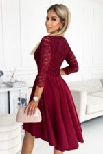 210-15 NICOLLE dress with longer back and neckline - burgundy color-3