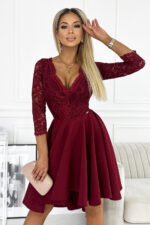 210-15 NICOLLE dress with longer back and neckline - burgundy color-5
