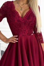 210-15 NICOLLE dress with longer back and neckline - burgundy color-6