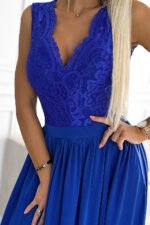 211-7 LEA long dress with lace neckline - royal blue-6