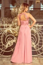 215-3 LEA long sleeveless dress with embroidered cleavage - pink-2