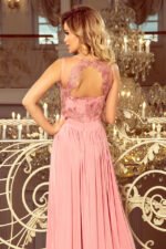 215-3 LEA long sleeveless dress with embroidered cleavage - pink-4