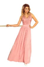 215-3 LEA long sleeveless dress with embroidered cleavage - pink-5