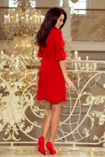 217-1 NEVA Trapezoidal dress with flared sleeves - red-2
