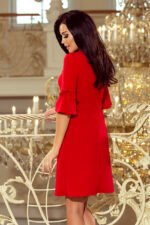 217-1 NEVA Trapezoidal dress with flared sleeves - red-4