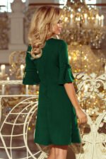 217-2 NEVA Trapezoidal dress with flared sleeves - dark green-4