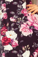 217-5 NEVA Trapezoidal dress with flared sleeves - black + flowers-6