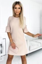 217-7 NEVA Trapezoidal dress with flared sleeves - beige-4