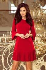 228-3 LUCY - pleated comfortable dress - RED-1