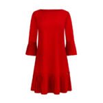 228-3 LUCY - pleated comfortable dress - RED-7