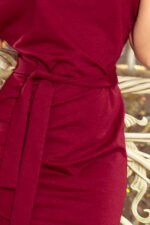 240-2 ROXI dress with asymmetrical skirt and belt - burgundy-6